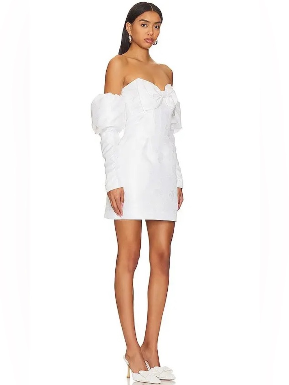 The Bethany Dress in White Windsor Brocade